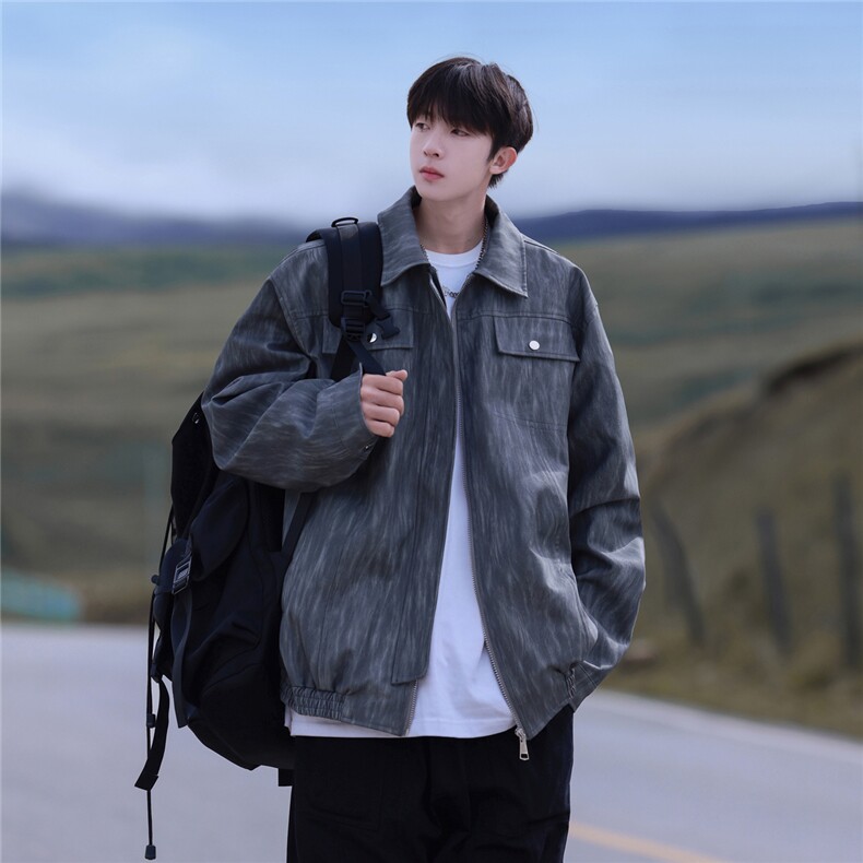 现货不缺货 水洗扎染皮衣 潮流百搭休闲夹克 1209-1-JK15-P98图片