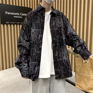 秋季时尚印花男士长袖衬衫日系个性设计外套 GC02 P32图片