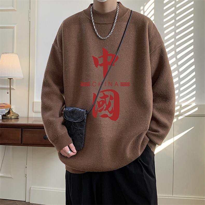 控68半高领毛衣男士大码针织衫男毛线衣男M18198-P45加绒款-P65,男装针织衫/毛衣,电商A040