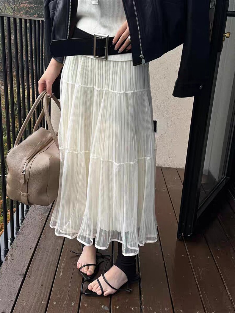 女士夏季时尚百搭潮流蓬蓬纱裙简约大气,女装半身裙,斯尔特羊绒
