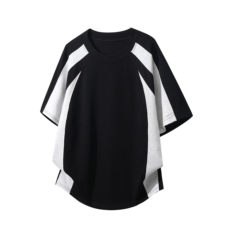 2026主推款棉质凉感抗菌夏季黑白拼接短袖T恤男DT120-P25，男装T恤，电商C307