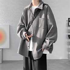 8XL-M春季衬衫外套纯色大码复古宽松轻熟风穿搭长袖衬衣CS9003P58，男装衬衫，电商B238