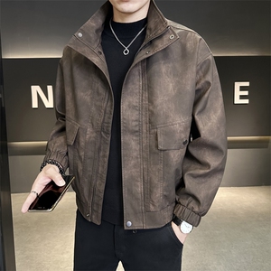 秋季新款皮衣夹克男时尚潮流外套帅气机车服上衣P1118-P155图片