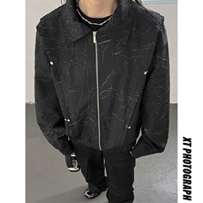 中性女模新款印花压皱美式冷淡风夹克外套JK004-P80控108，男装夹克，电商A132（原电商B245）