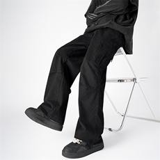 秋冬三色高级感褶皱工装裤男款潮直筒宽松休闲长裤子LY528/p58，男装工装外套，电商B381-2