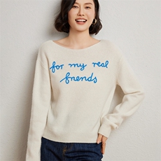 时尚百搭女士加厚字母衫舒适保暖显瘦长袖毛衣，女装羊绒衫，臻维羊绒