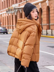 现货新款冬装白鸭绒羽绒服女短款宽松连帽加厚外套图片
