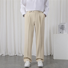 轻熟春季西装裤男韩风坠感阔腿裤直筒宽松拖地裤男垂感潮百搭长裤，男装西服套装，星座715-4