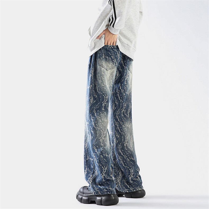 美式ins高街vibe提花满印重工艺水洗牛仔裤货号K2443特P4878,男装牛仔裤,电商A063