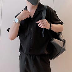8949/P58控88夏季小伙高级感暗黑风工装开衫男士短袖T恤上衣黑首1，男装T恤，星座305B