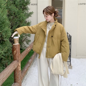 设计感宽松羽绒服女冬季短款小个子立领加厚防风保暖90白鸭绒外套图片