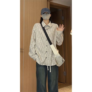 复古风肌理感衬衫长袖宽松翻领设计感休闲风衬衣男C2279-特价P37图片