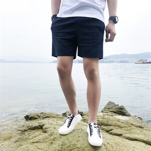 夏季主推纯色短裤男休闲纯棉 水洗大码沙滩裤XZ310B-3-DK8888-P22图片