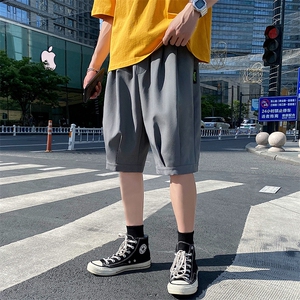 A125-6601-P20 冰丝加大码港风男士五分休闲裤百搭潮流宽松休闲图片