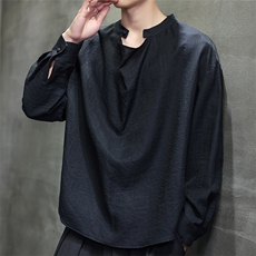 2025春夏亚麻男装新中式唐装风棉麻衬衣圆领汉服衬衫C178-P65，男装衬衫，电商B277(原6028)