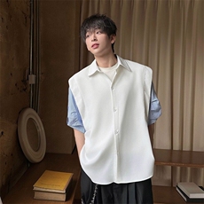 CP1239-P35设计感衬衫领短袖衬衫男款夏季薄款冰丝衬衣，男装T恤，电商B323A