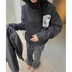 复古重磅水洗做旧贴布连帽卫衣男女秋冬宽松高街外套WT19，女装短外套，星座1116A（原606A-3）