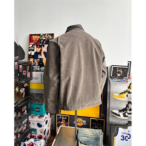 灰色底特律工装夹克拼接翻领棒球服外套 JK7291 特P85图片