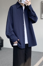 8XL-M泡泡纱盐缩肌理长袖衬衫男春季冰丝外套防晒衬衣CS29007P40，男装防晒衣，电商B312