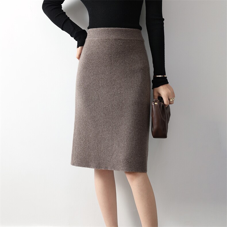 2024年秋冬季云感羊绒加厚修身优雅加厚元宝裙半身裙，女装半身裙，举月羊绒