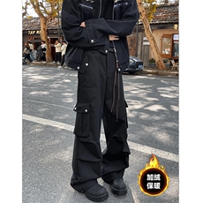 K828-特P55加绒特P65水洗棉布男休闲口袋工装裤宽松直筒拖地裤，男装休闲裤，电商B327