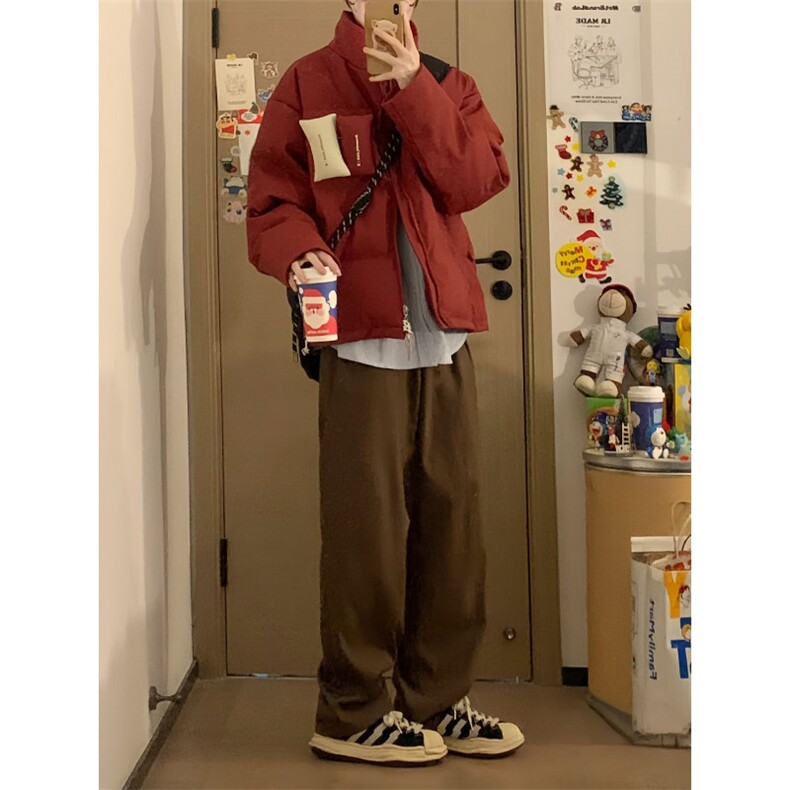 【升级款】美式魔术贴羽绒服PU棉衣加厚oversize棉服T606-P85官图,男装羽绒服,电商B245