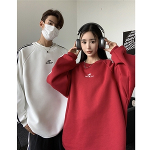 主推港风 潮美式拼接织带绣花情侣卫衣运动外套男女 G1061 P48图片