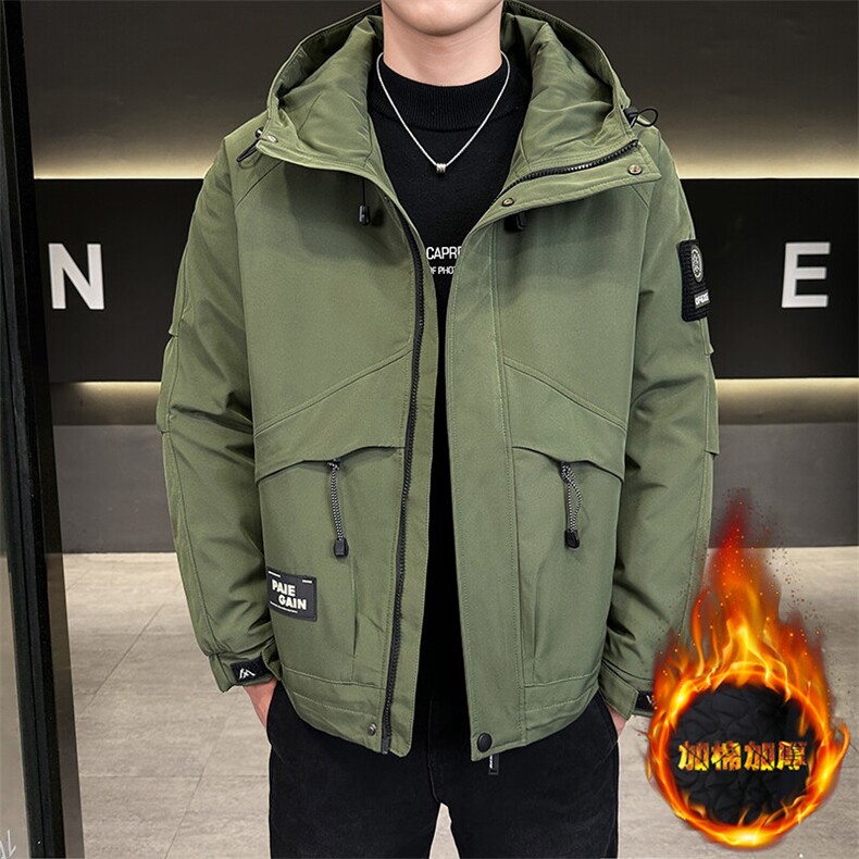 秋冬季二棉夹棉外套新款男士帅气连帽夹克潮流时尚男秋装棉衣图片