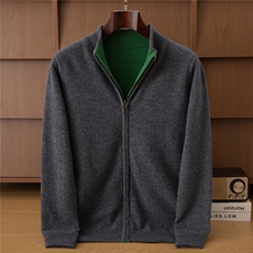 2025时尚百搭通勤简约休闲双面开衫，男装羊毛衫，端硕羊绒