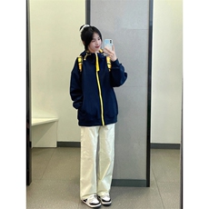 美式撞色卫衣外套秋冬开衫连帽拉链上衣潮WQ01-P45，女装短外套，星座208-5