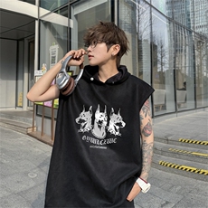 麂皮绒连帽背心坎肩男T恤美式港风JLB425-P30控48，男装背心/马甲，电商B370