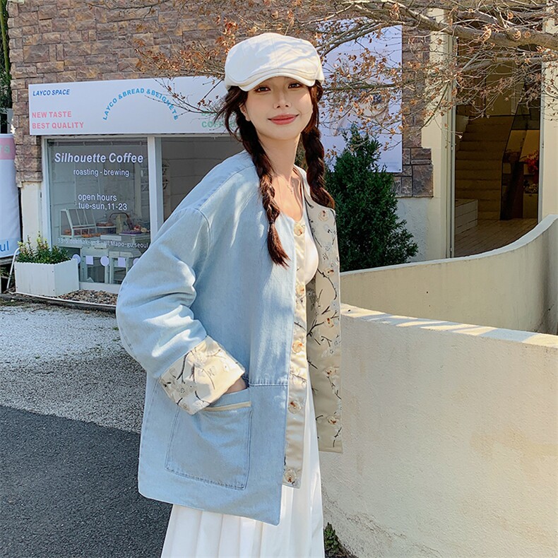 现货主推新中式风两面穿牛仔外套2C2851013P165K248,女装短外套,2C285