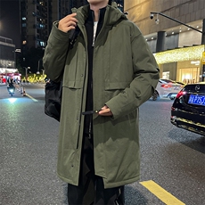 大码中长款连帽风衣保暖大棉袄外套7516-P135控228，男装风衣，星座209
