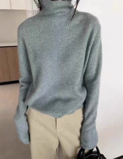 秋季新款高领毛衣女宽松显瘦长袖针织衫百搭时尚休闲上衣，女装羊毛衫，恒恩羊绒