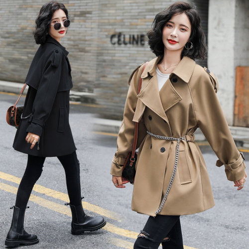 风衣女中长款小个子2021秋季新款韩版流行高端大气短款大衣外套,女装风衣,瑶迪依秀