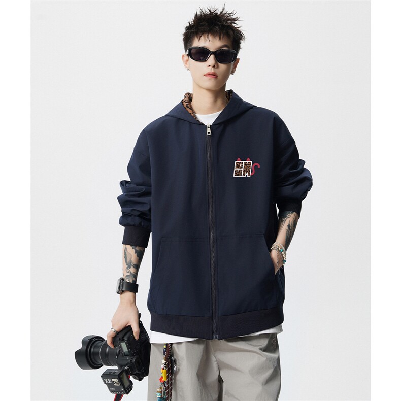 小恶魔印花豹纹连帽大码M-5XL美式夹克男女无影墙JK78121P69控98，男装夹克，星座227-7