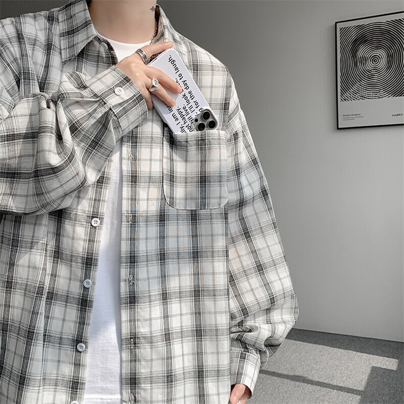 现货CS7143-P38特控65大码OVERSIZE轻薄透气全棉长袖衬衫,男装衬衫,电商D232