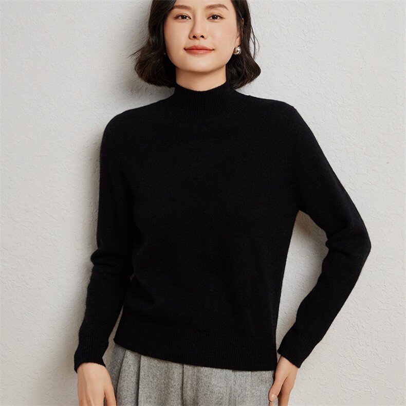 时尚女士双股加厚半高领衫显瘦保暖优雅百搭，女装羊绒衫，臻维羊绒