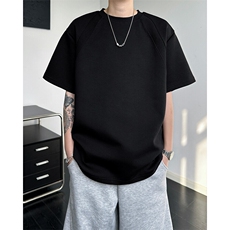 8XL-M美式高街高克重短袖T恤男宽松短款BOXY正肩上衣半袖DX334，男装T恤，电商D206-1