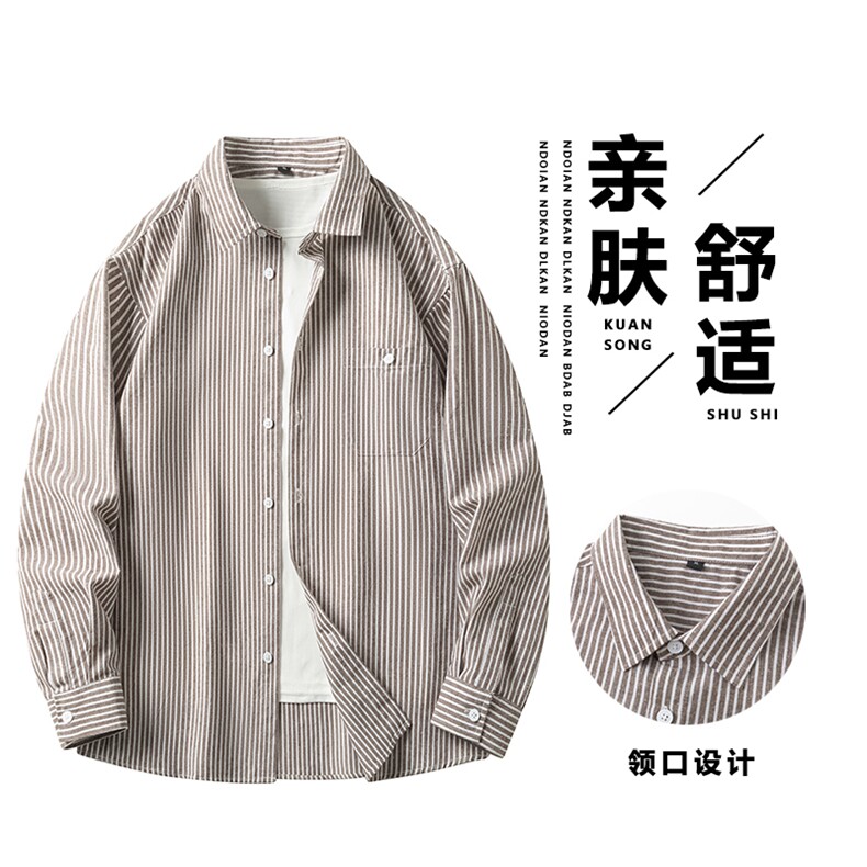 秋季新款条纹长袖衬衫【跨境货源】薄外套图片