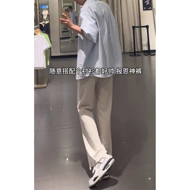 美式高街 hiphop冰丝铆钉微喇休闲裤货号K2426P55图片