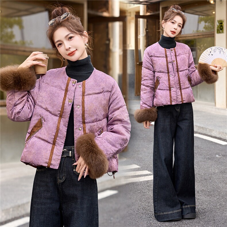 2025年冬季新中式羽绒真狐狸毛新款羽绒服，女装羽绒服，依如秀(原杭风阁)