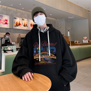已注册直播抖音得物高品质港风男宽松连帽卫衣外套W5017P45控68图片