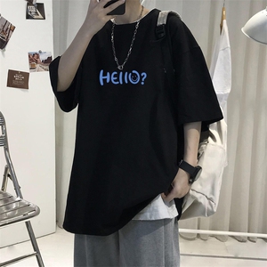 T02情侣中性休闲宽松半截袖圆领短袖T恤学生青少年文艺TEE大码潮图片