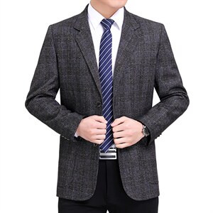 2023年春秋季中年男士西服纯色商务休闲外套爸爸装潮时尚男装图片