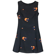 2021年夏季圆领无袖绣花韩版中裙镂空纽扣百搭显瘦连衣裙，女装连衣裙，寒都衣屋