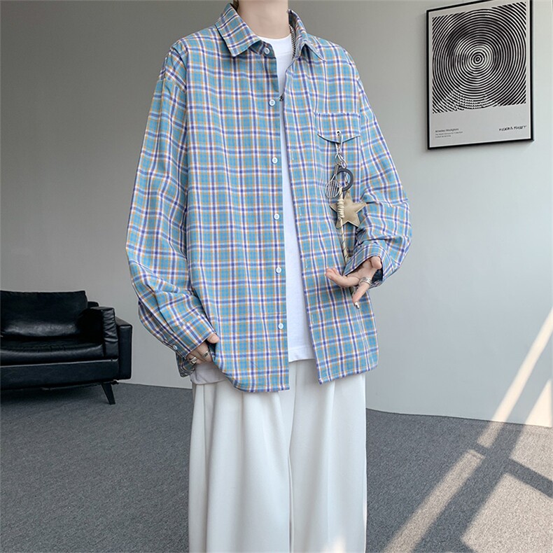 （带配件）CS1158-特批45控88秋季新款男女格子短袖大码男衬衫,男装T恤,电商A059