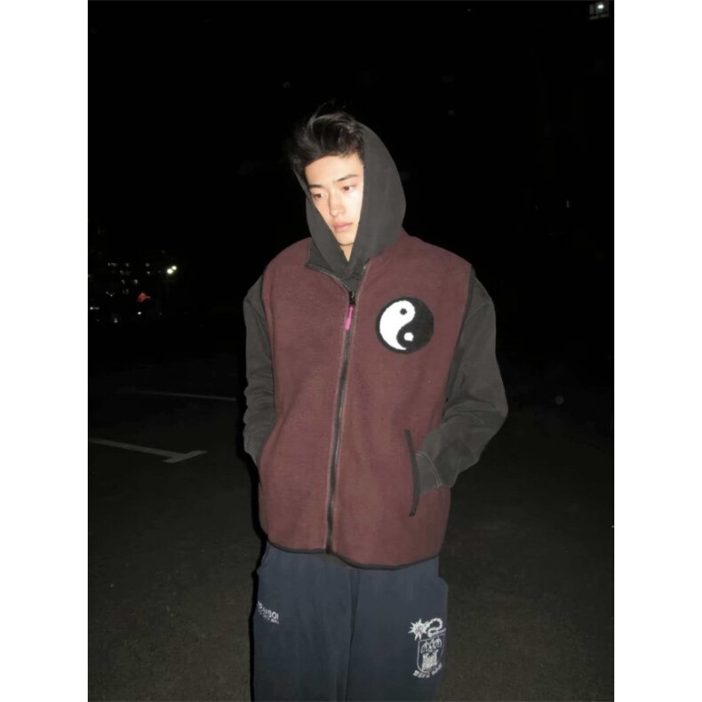 太极毛毡摇粒绒马甲冬美式复古休闲保暖痞帅宽松坎肩背心NB50P55，男装背心/马甲，电商D256-3(原A064-3)