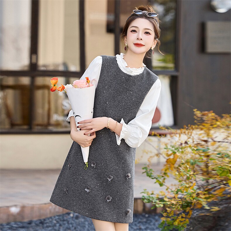 小香风背心裙2025春秋新款小个子高级感法式miu里miu气连衣裙穿搭，女装套装/套裙，朵莱米