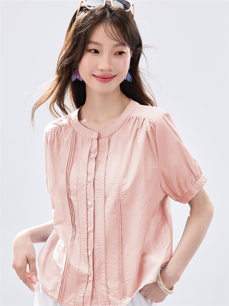 现货2026夏装新款休闲凉爽透气女士上衣衬衣衬衫,女装衬衫,木子恋